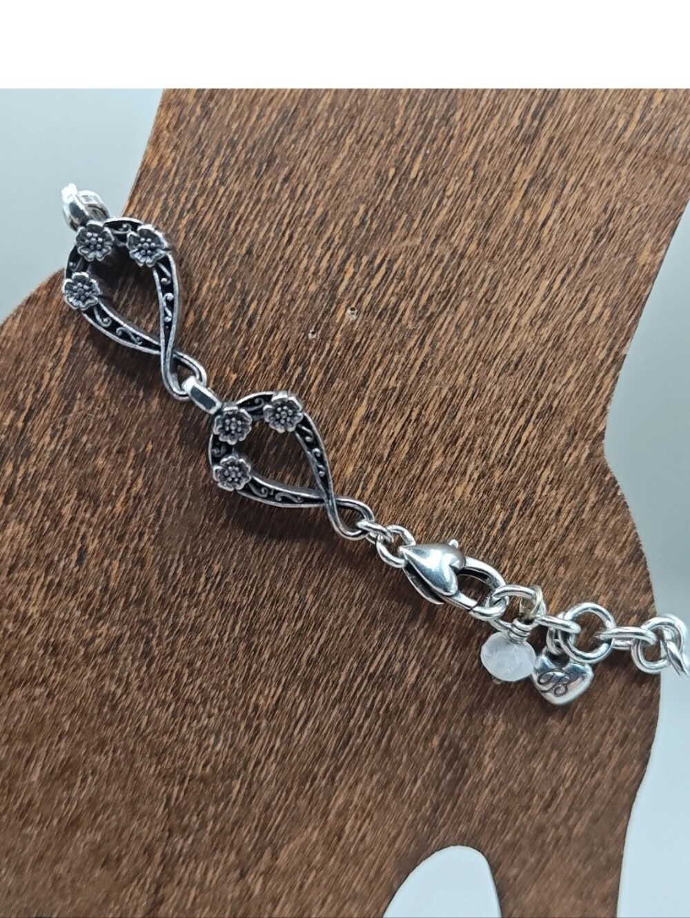 Brighton Infinity Sparkle Link Bracelet Silver Plated Etch Links Crystal Charm